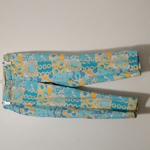 Lilly Pulitzer woman size 6 yellow and teal ankle pants